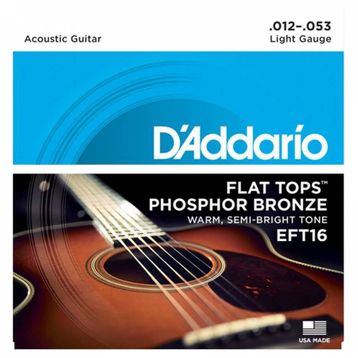D'addario EFT16 Flat Light 012 Zımparalı Akustik Tel Set