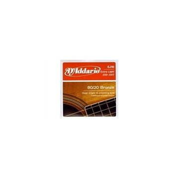 D'addario EJ10 Extra Light 010 Akustik Tel Set