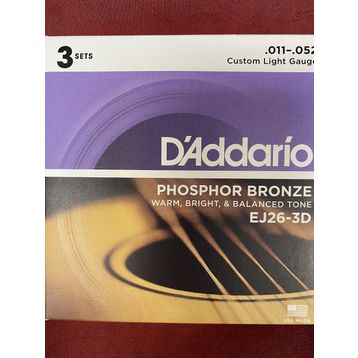 D'addario EJ26-3D 3'lü Paket Phosphor-Bronz Akustik Gitar Tel Seti