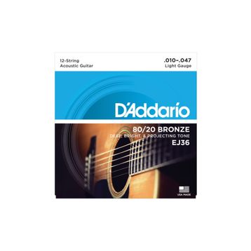 D'addario EJ36 12 String Light 10 Akustik Tel Set