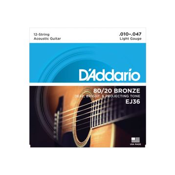 D'addario EJ36 12 String Light 10 Akustik Tel Set