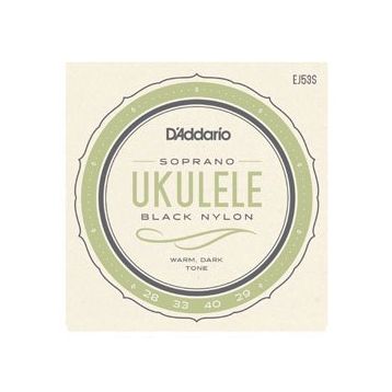 D'addario EJ53S Soprano Black Nylon Ukulele Tel Seti