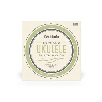 D'addario EJ53S Soprano Black Nylon Ukulele Tel Seti