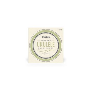 D'addario EJ53S Soprano Black Nylon Ukulele Tel Seti