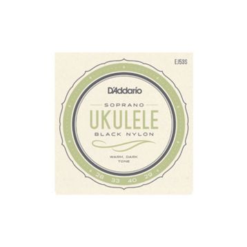 D'addario EJ53S Soprano Black Nylon Ukulele Tel Seti
