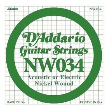 D'addario NW034 Single Nikel Wound Akustik Tel