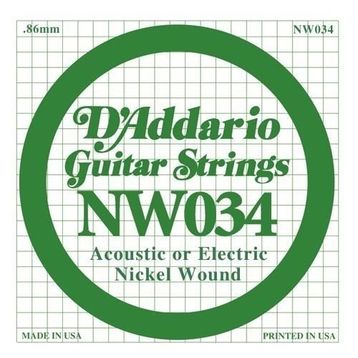 D'addario NW034 Single Nikel Wound Akustik Tel