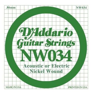 D'addario NW034 Single Nikel Wound Akustik Tel