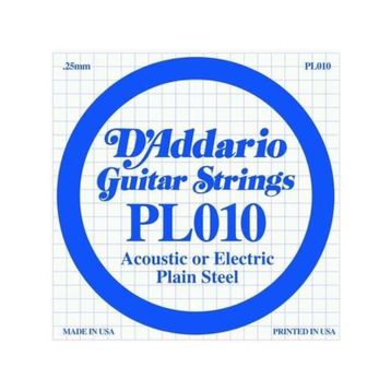 D'addario PL010 Plain Steel Mi Elektro Tek Tel