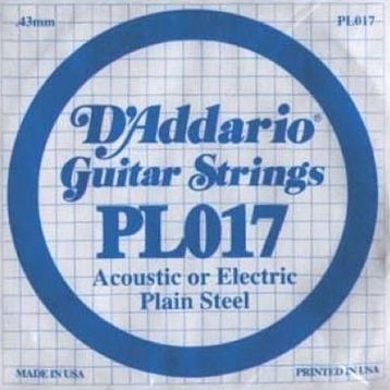 D'addario PL017 Plain Steel 017 Elektro Tek Tel