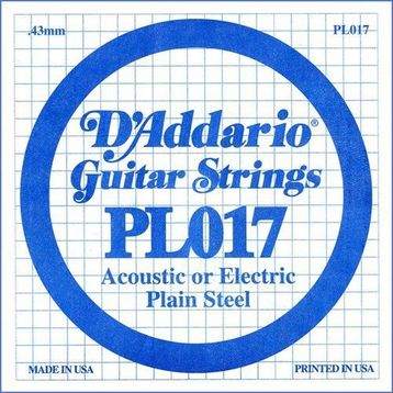 D'addario PL017 Plain Steel 017 Elektro Tek Tel