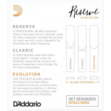 Daddario Woodwinds DCE1025 No:2.5 Reserve Evolution Sib Klarnet Kamışı