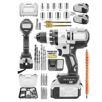 Daflong Brushless 58 V 5 Ah Çelik Şanzıman 10 Pilli Çift Akülü Darbeli Mavi Şarjlı Matkap
