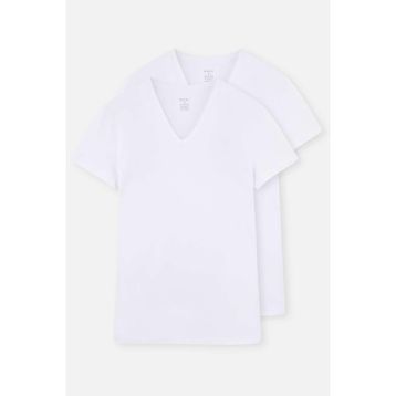 Dagi D5030 Compact 2'li Beyaz V Yaka Pamuklu Erkek T-shirt