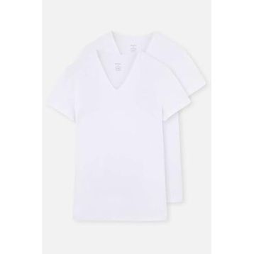 Dagi D5030 Compact 2'li Beyaz V Yaka Pamuklu Erkek T-shirt