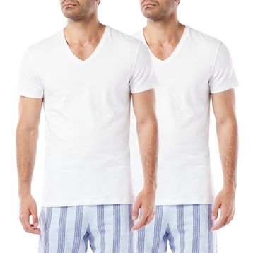 Dagi D5030 Compact 2'li Beyaz V Yaka Pamuklu Erkek T-shirt