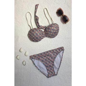 Dagi Straplez Destekli Push-up Desenli Bikini Takımı