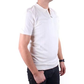 Dagoster DMG23-511228 Ekru Günlük Fermuarlı Polo Yaka Erkek Tişört