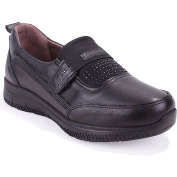 Dagoster DZA07-122042648 Ortopedik Slip On Siyah Hakiki Deri Kadın Günlük Ayakkabı