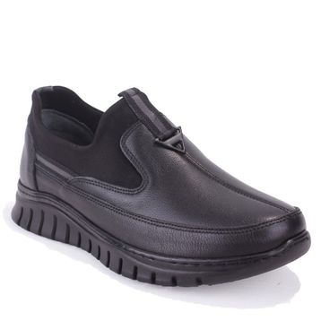 Dagoster DZA07-122044654 Ortopedik Slip On Siyah Hakiki Deri Kadın Günlük Ayakkabı