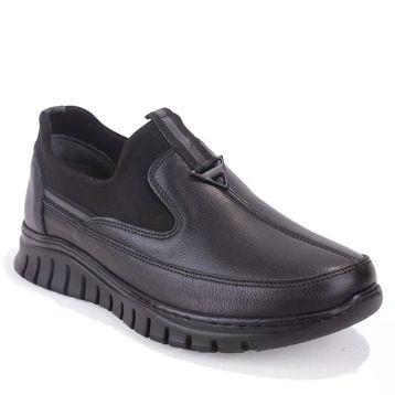 Dagoster DZA07-122044654 Ortopedik Slip On Siyah Hakiki Deri Kadın Günlük Ayakkabı