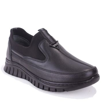 Dagoster DZA07-122044654 Ortopedik Slip On Siyah Hakiki Deri Kadın Günlük Ayakkabı