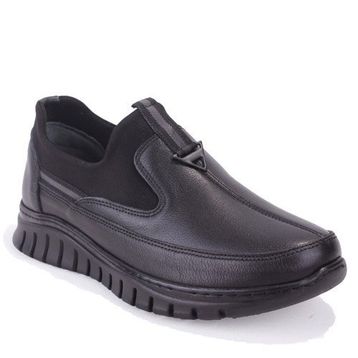 Dagoster DZA07-122044654 Ortopedik Slip On Siyah Hakiki Deri Kadın Günlük Ayakkabı