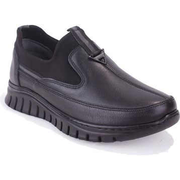 Dagoster DZA07-122044654 Ortopedik Slip On Siyah Hakiki Deri Kadın Günlük Ayakkabı