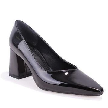 Dagoster DZA07-129615 Siyah Rugan Stiletto Kadın Topuklu Ayakkabı
