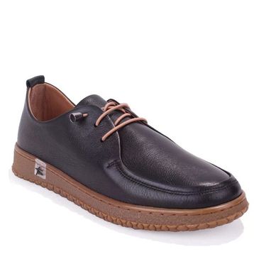 Dagoster DZA07-12981124 Ortopedik Slip On Siyah Hakiki Deri Kadın Günlük Ayakkabı