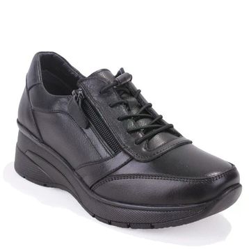 Dagoster DZA07-1309045 Ortopedik Slip On Siyah Hakiki Deri Kadın Günlük Ayakkabı