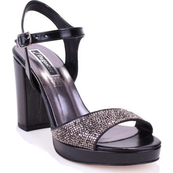 Dagoster DZA07-337140 Siyah Boncuklu Platform Kadın Topuklu Ayakkabı