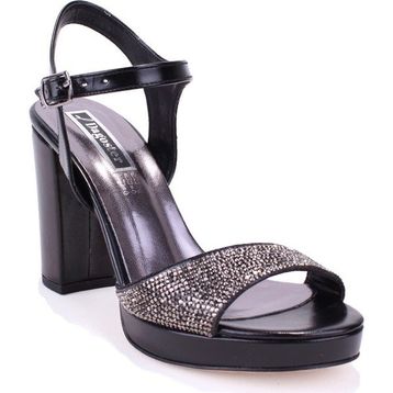 Dagoster DZA07-337140 Siyah Boncuklu Platform Kadın Topuklu Ayakkabı