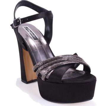 Dagoster DZA07-337351 Siyah Saten Platform Kadın Topuklu Ayakkabı