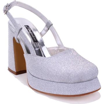 Dagoster DZA07-337560 Gümüş Simli Platform Kadın Topuklu Ayakkabı