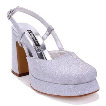 Dagoster DZA07-337560 Gümüş Simli Platform Kadın Topuklu Ayakkabı