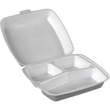 Dagyuce 23 A 20x24 cm 10 Adet Tek Kullanımlık Köpuk 3 Bölmeli Kapaklı Kase Kutu