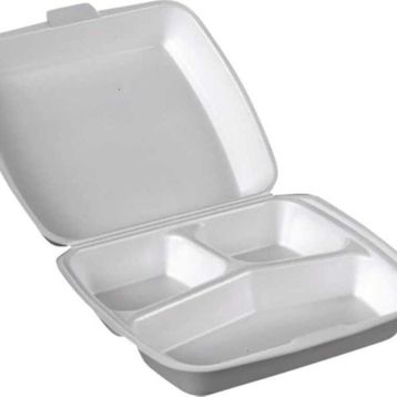 Dagyuce 23 A 20x24 cm 10 Adet Tek Kullanımlık Köpuk 3 Bölmeli Kapaklı Kase Kutu