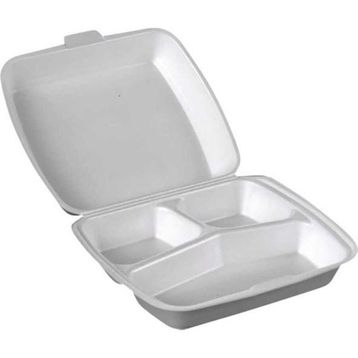 Dagyuce 23 A 20x24 cm 10 Adet Tek Kullanımlık Köpuk 3 Bölmeli Kapaklı Kase Kutu