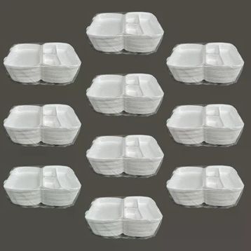 Dagyuce 23 A 20x24 cm 10x20 Adet Tek Kullanımlık Köpuk 3 Bölmeli Kapaklı Kase Kutu