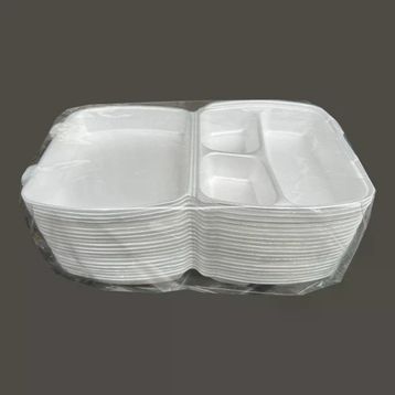 Dagyuce 23 A 20x24 cm 20 Adet Tek Kullanımlık Köpuk 3 Bölmeli Kapaklı Kase Kutu