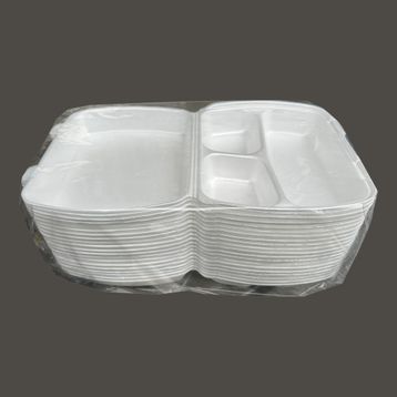 Dagyuce 23 A 20x24 cm 20 Adet Tek Kullanımlık Köpuk 3 Bölmeli Kapaklı Kase Kutu