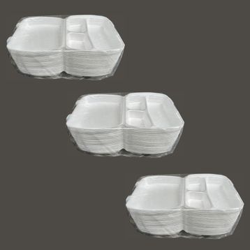 Dagyuce 23 A 20x24 cm 20 Adet Tek Kullanımlık Köpuk 3 Bölmeli Kapaklı Kase Kutu