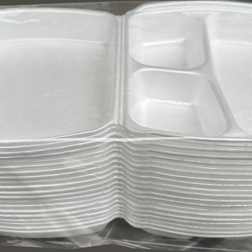 Dagyuce 23 A 20x24 cm 20 Adet Tek Kullanımlık Köpuk 3 Bölmeli Kapaklı Kase Kutu