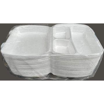 Dagyuce 23 A 20x24 cm 20 Adet Tek Kullanımlık Köpuk 3 Bölmeli Kapaklı Kase Kutu