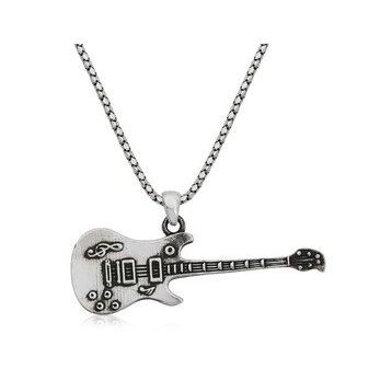 Daha Yok Mu 925 Ayar Gümüş Elektro Gitar Erkek Gümüş Kolye