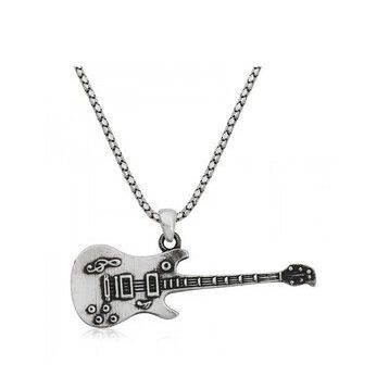 Daha Yok Mu 925 Ayar Gümüş Elektro Gitar Erkek Gümüş Kolye
