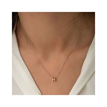Daha Yok Mu 925 Ayar Gümüş Rose 3 Boyutlu H Harf Kadın Gümüş Kolye