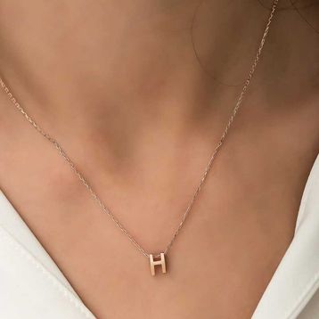 Daha Yok Mu 925 Ayar Gümüş Rose 3 Boyutlu H Harf Kadın Gümüş Kolye