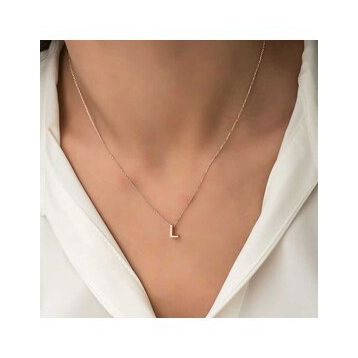 Daha Yok Mu 925 Ayar Gümüş Rose 3 Boyutlu L Harf Kadın Gümüş Kolye